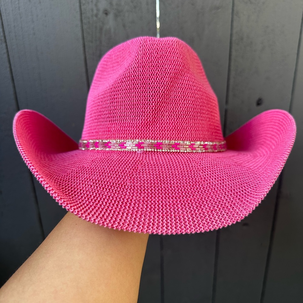 Pink Cowboy Hat with Beaded Band